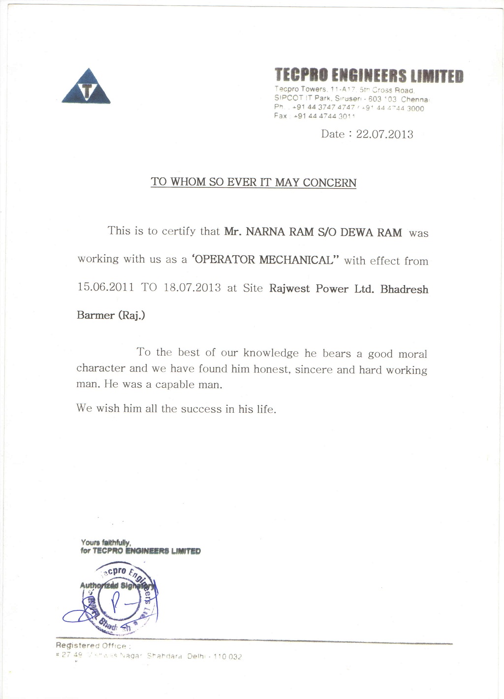 FORMAT FOR EXPERIENCE CERTIFICATE-1 - wwwfactcoin